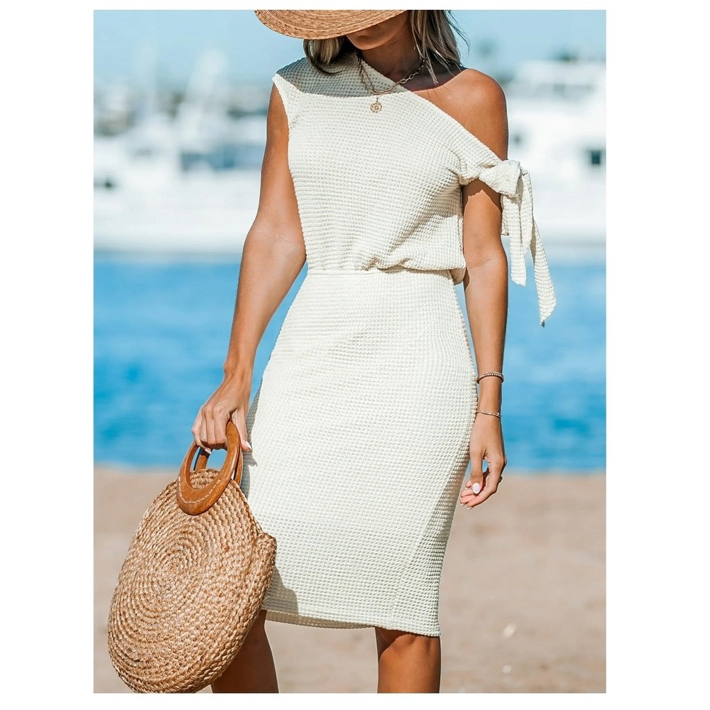 Cupshe Women's Knit Off Shoulder Beach Dress Shoulder Tie New with tags small